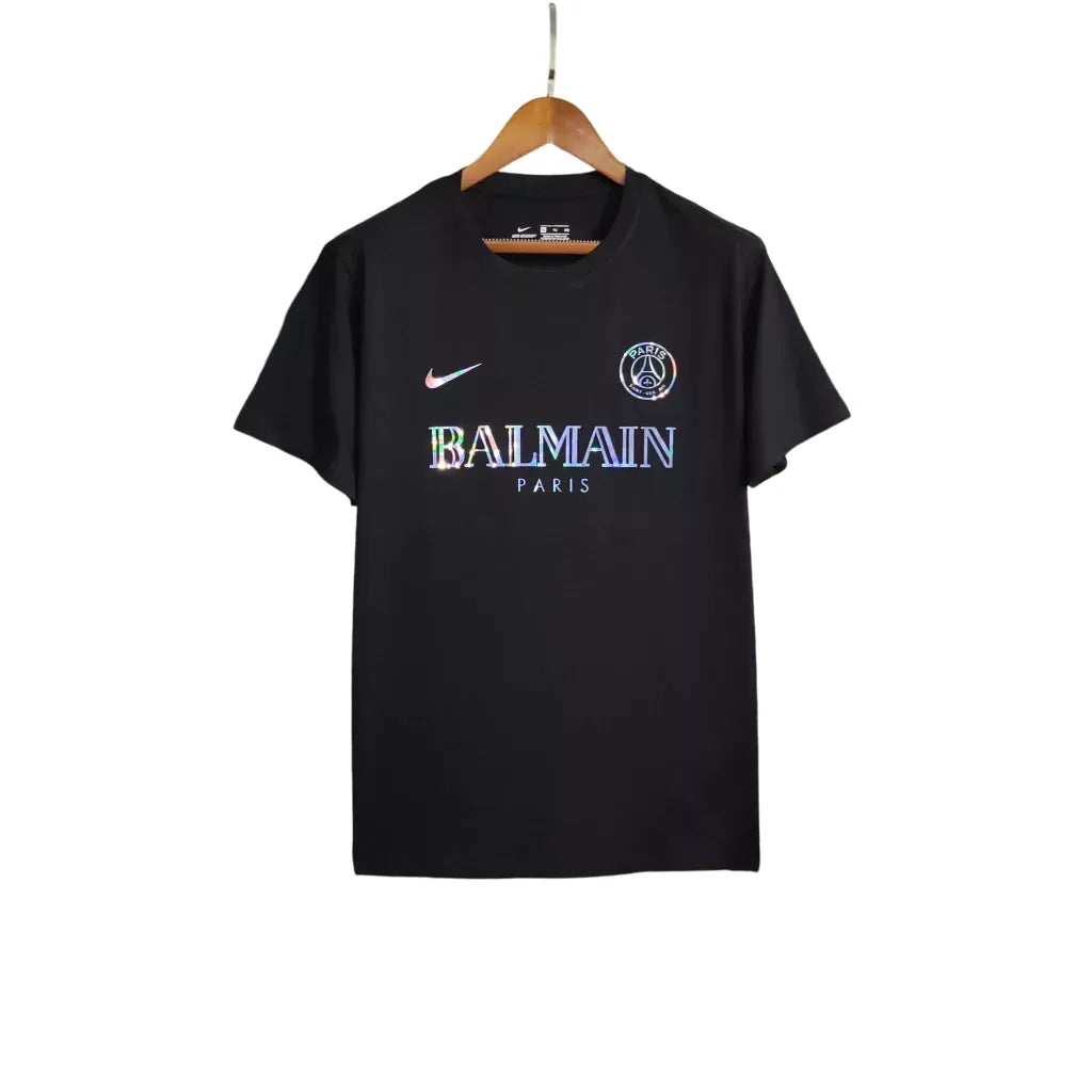 Camisa Paris Saint Germain (PSG) Balmain - Preta Refletiva